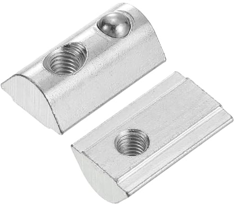 uxcell M5 t Spring Nut, 25 Pcs 4040 Series Half Round Roll in Spring Nut, Carbon Steel Nickel Plated, Slot 8mm for 4040 Series Aluminum Extrusion Profile