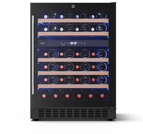 Klarstein Illuminosa Unterbau Weinkühlschrank - 46 Flaschen, 2 Zonen, 5-22°C, LED, Touch, UV-Schutz, leise, Einbau, Weinkühlschrank zum Einbauen