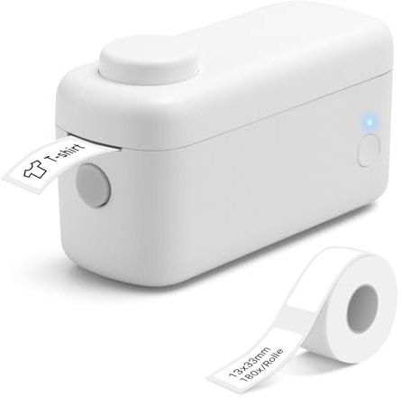 Étiqueteuse Bluetooth Portable Imprimante Etiquette Autocollante Mini Imprimante Thermique sans Encre Smart App avec 1700+ Icônes Compatible avec iOS Android pour Maison Cuisine Bureau École - Blanche