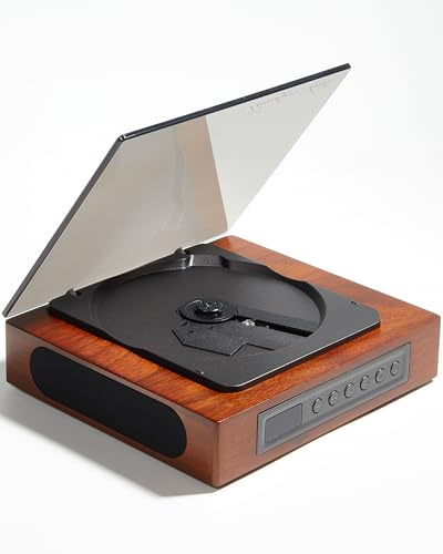 THINKYA DVP-560 Retro Desktop CD Player for Home, Dual Stereo Speakers, SPDIF Output, 6-8 Hour Battery Life, Remote Control, Portable Bluetooth CD Player for Music Lovers & Home Decor
