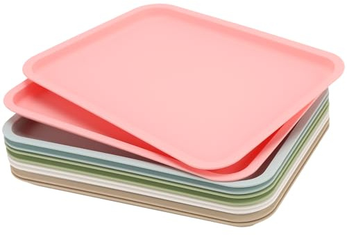 10 Stück Serviertablett Bunt, 30.5x23cm PP-Kunststoff Tablett Rechteckig | 5 Farben Fast Food-Tablett, Bunte Plastiktablett für Küche, Restaurant, Hotel, Café
