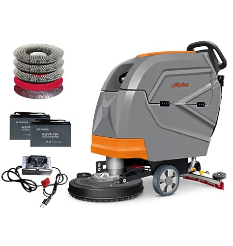 Pennon N3Plus 20 Self-Propelled Floor Scrubber – Complete Kit with Replaceable Brushes, Rubber Lips Sets & 18 Red Pad. Ideal for Epoxy Floors. Forward/Reverse Drive, One-Touch Noise Reduction