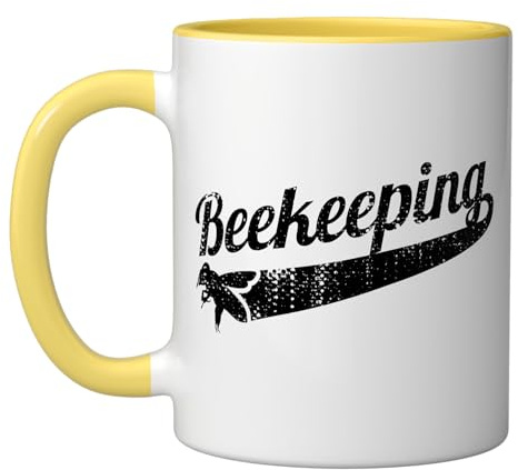Beekeeping Apiculturist Honeybee Ceramic Mug, Yellow/White