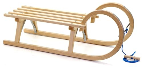 HolzFee Hörnerschlitten 95 cm Schlitten Holz mit Leine