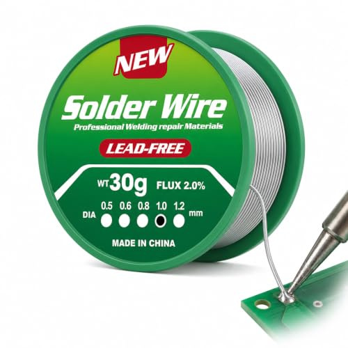 Alambre de Soldadura sin Plomo 1mm 30g, Hilo de Estaño para Soldar Electrónica con Núcleo de Colofonia, Estaño para Soldar Ideal para Reparación de Componentes Electrónicos y Placas de Circuito