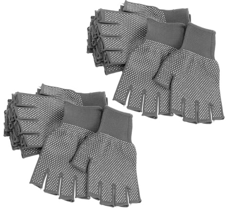 DOITOOL 10 Pares de Guantes sin Dedos para Trabajo y Ciclismo, Transpirables y Resistentes, Material de Poliéster y Pvc, Ideales para Tareas al Aire Libre y Manejo de Herramientas