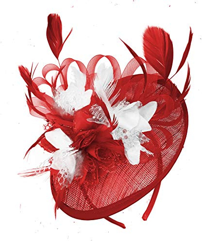 Caprilite röd mix färg Sinamay skiva tefat fascinator hatt för kvinnor bröllop pannband