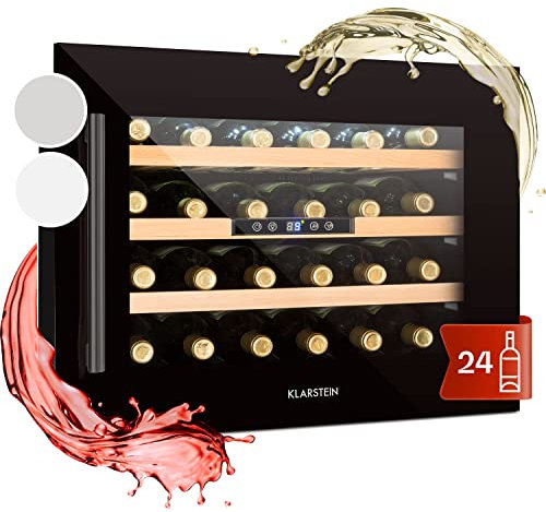 KLARSTEIN Cantinetta Vino Design da Incasso, Cantinetta Refrigerata a Zona Singola per Vino Rosso, Bianco e Birra, Controlli Touch, Frigo Vino per Esterno/Interno, 57L, 24 Bottiglie