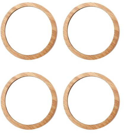 Lurrose 4pcs Runden Spiegel aus Holz Taschenspiegel Kleinen Kompakten Spiegel für Geldbörsen (7.5 cm)
