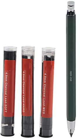 Set di Matite Meccaniche Automatiche Cancellabili, 4.0mm, con Mine a Carbone Morbide Medie e Dure