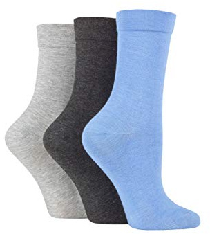 SockShop Ladies Gentle Bamboo Socks with Smooth Toe Seams in Plain and Striped Designs Pack of 3