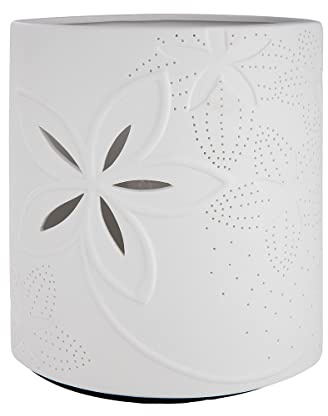 GILDE Tischleuchte Glücksmomente - Porzellan, Blumen-Muster, H 20 x B 17 cm | Material: Porzellan, Lochmuster einseitig durchleuchtet - B 17 x T 9 cm - Fassung E14, ohne Leuchtmittel