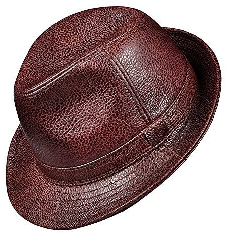 G&F Leder-Fedora Herren Jazzmütze Vintage-Hut Herbst Rindsleder Gentleman-Kappe 56-60cm (Color : Brown, Size : 59cm/23.2in)
