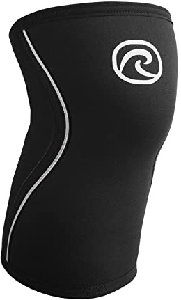 Rehband Kniebandage für Kraftsport & Fitness - Kniebandage 7mm Neopren, flexibel & rutschfest, Knee Sleeve für Männer & Damen, Farbe:Schwarz, Größe:L