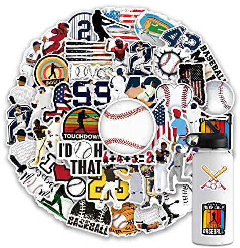 Baseball Stickers 100PCS Sports Baseball Stickers for Water Bottles,Baseball Sticker,Baseball Helmet Stickers Gifts for Boys/Girls,Baseball Gifts for Teen Boys Stickers and Decals(Baseball Stickers)