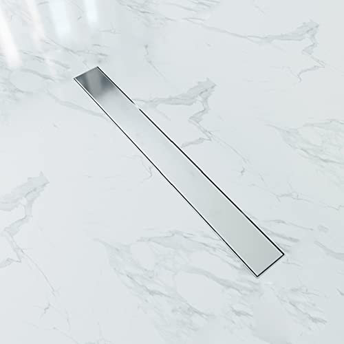 Aica Sanitarios Canaleta de ducha de acero inoxidable 70cm, Desagüe ducha 2 en 1 enlosable de doble cara, Canal de drenaje con sifón antiolor Plato