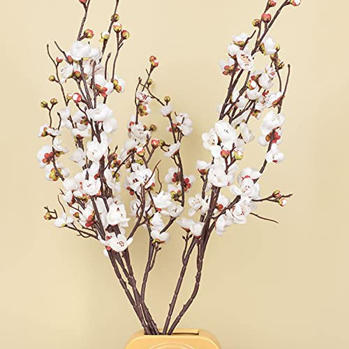 DRYFAL 12 ramas artificiales de ciruelo de 37 pulgadas de largo, flor de ciruelo de seda con brotes, cereza japonesa realista para decoración del hogar, centro de mesa, ramo de boda, rosa