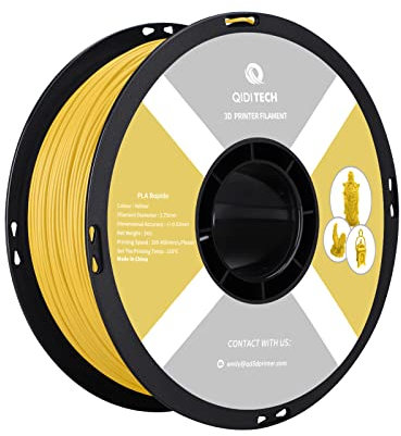 QIDI TECH PLA Rapido Filament 1.75mm, 3D Drucker Filament PLA, geeignet für Hochgeschwindigkeitsdruck, PLA Filament 1.75 für die meisten FDM 3D Drucker, 1 KG Spule (2.2lbs), Gelb