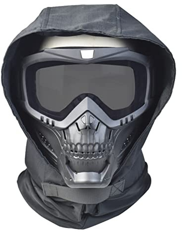 Airsoft Mask Balaclava Full Face and Detachable Anti Fog Airsoft Goggles Military Outdoor Sport CS Tactical Paintball Mask Face Eye Protection Headgear Mask (Light Black)