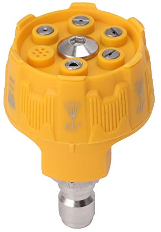 Tnfeeon Ugello a Spruzzo per Idropulitrice Ugello per Acqua Ad Alta Pressione 6 in 1 in Acciaio Inossidabile Ugello di Lavaggio Potente a Cambio Rapido Regolato (Giallo)