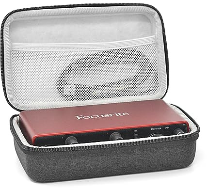 Musiin Étui pour interface audio, compatible avec l’interface audio Focusrite Scarlett 2i2 3e génération (troisième génération), intérieur en velours (Gris)