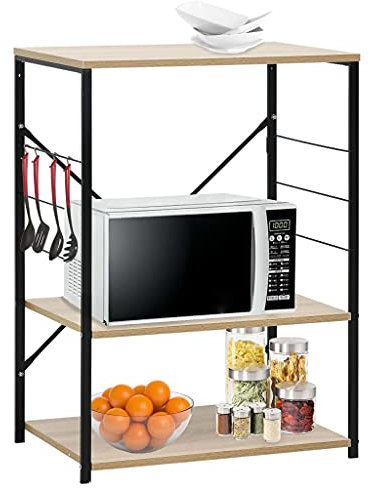 BaraSh Mikrowellenregal Schwarz Eiche 60×39,6×79,5 cm Holzwerkstoff Mikrowellenschrank