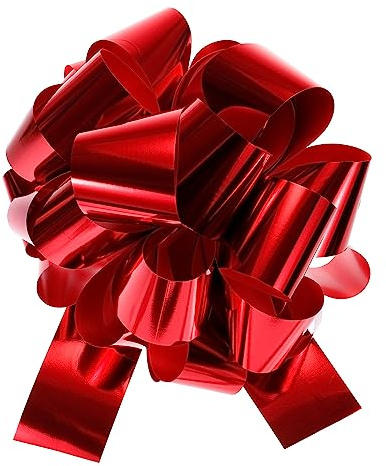 QUARKZMAN 1 Stück Große Geschenkschleife, Ziehschleife ø 30cm Dekoschleifen für Auto Dekor geschenkdekoration Hochzeit Geburtstag Weihnachten (Rot) | 1 Stück, für Auto Dekor geschenkdekoration Hochzeit Geburtstag Weihnachten