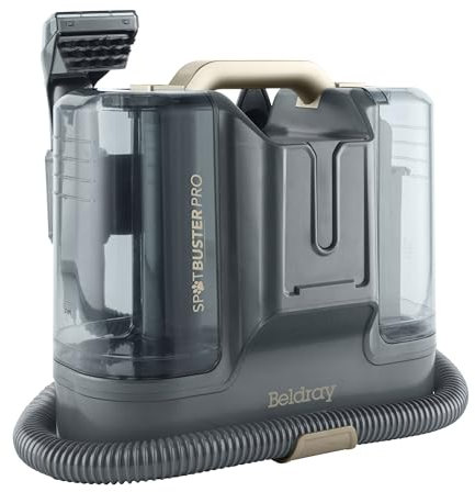 Beldray BEL01842 Spot Cleaner – Spot Buster Pro, Extendable Hose for Stairs, Portable and Compact, Lifts Spills, Stains, Pet Hair & Messes, Removable 1.8L Dual Water Tank, Scrub Brush Head, 450W
