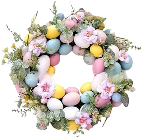ＡＷＨＡＯ Ghirlanda di Fiori con Uova di Pasqua, Decorazioni pasquali con Uova di Pasqua Colorate Decorazioni pasquali per la Porta d'ingresso Ghirlande appese, Stile b
