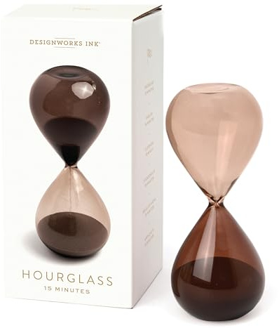 Designworks Ink Retro Glas-Timer 15 Minuten, Sanduhr aus Glas in der Farbe Smoky Quartz, Höhe: 16,5 cm