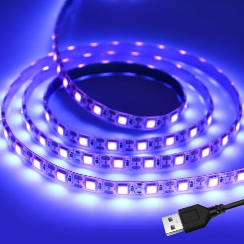 iNextStation UV Black LED Light Strip 2M USB 395nm-405nm 5V Waterproof | Outdoor Cuttable Flexible Neon Rope Light Kit for Bedroom TV Backlight Mirror Kitchen Cabinet Ceiling Bookcase Wall DIY