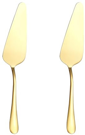FSSTUD 2 Pcs Stainless Steel Cake Cutters Wedding Cake Server Small Pie Server Spatula Dessert Cutting Knives Cake Cutting Tools with Smooth Edge Golden