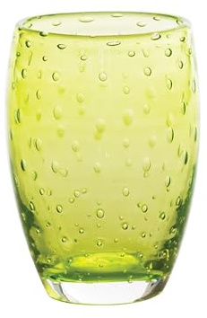 Zafferano Bolicante Traditional Handmade Glass with Bubble Look, Set of 6 (Apple Green)