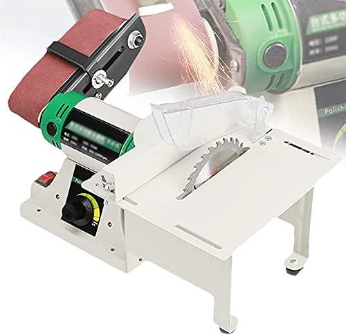 Smerigliatrice a Nastro Fai-da-Te, Sega da Tavolo, Affilatrice Multifunzione per Bordi 950W, Regolazione della velocità 800-10000, può Tagliare, Intagliare, Punzonare per Legno, Plastica, Metallo,