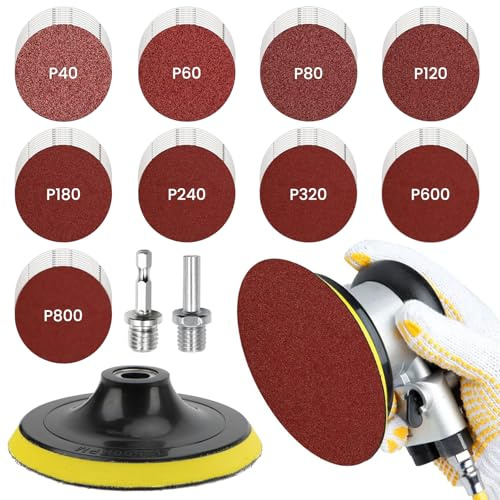 Schleifscheibe 125 Mm, 90 Blatt Schleifpapier, Passend Für Winkelschleifer, Bohrerschleifer, Passend Für Holz Metall Körnung 10x 40/60/80/120/180/240/320/600/800