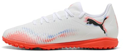 Puma Future 8 Play TT Chaussures de Football Unisexes, Blanc/Noir/Rouge Brillant, Pointure 41, Puma Puma Blanche, Noire, Rouge éclatante, 42 EU
