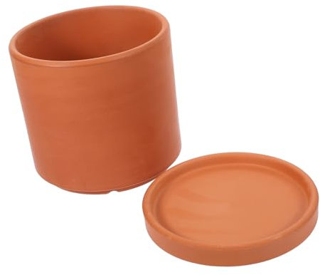 POPETPOP Maceta De Terracota Cilíndrica Mediana para Suculentas Maceta De Barro con Orificio De Drenaje para Plantas para Jardín o Terraza