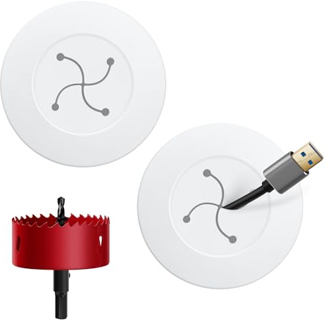 YCLYC Cache-câbles mural pour téléviseur - Kit de gestion de câbles mural pour grande capacité - Cache câble derrière le mur - Chemin de câbles blanc avec scie cloche - 2 supports de verrouillage