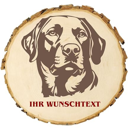 KIWISTAR UG - Baumscheibe 14-16 cm - Labrador Retriever - Hund - personalisiertes Geschenk individuell selbst gestalten - Name - Holzscheibe mit Wunschtext - Naturholz - Geschenk - Türschild