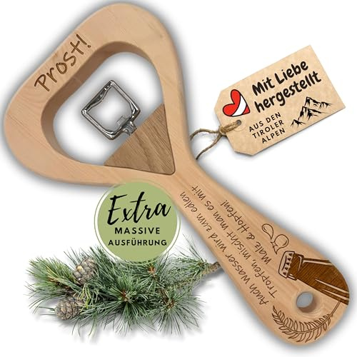 sagl.tirol® Flaschenöffner XXL aus Zirbenholz – mit Gravur „Prost!“ – 30 cm – mit Magnet – handgefertigt in Tirol – originelles Geschenk für Männer, Bierfreunde & Feiern Prost