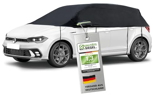 WALSER Presenning bil All Weather, presenning vattentät, 100 % väderbeständig bilpresenning, bilöverdrag utomhus, bilöverdrag vattentät, bilpresenning halvgarage storlek 2 personbilar svart