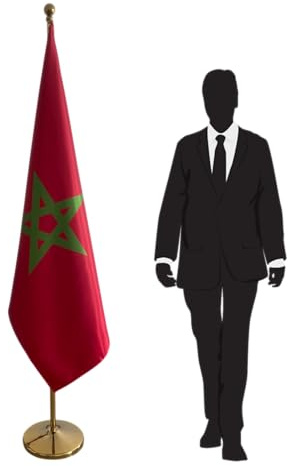 Drapeau Maroc avec mât et pied. Drapeau marocain pour bureau. Code CN7-MA