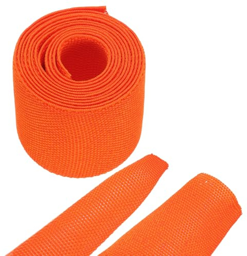 sourcing map 1m Braided Cable Sleeves Heat Shrinkable Fabric Sleeving,PET Expandable 1 1/4 3ft Orange 2:1 Ratio Heat Shrinkable Cord Protector for Harness Network Cable Protection