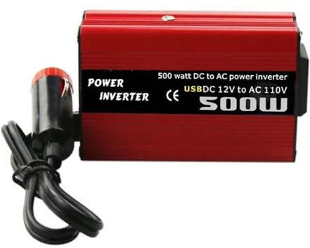 UAGFDFF Inversor Convertidor Potencia CC A CA De 500W Inversor CC 12V A 220V 110V CA para Coche Transformador Automático con Adaptador Cargador USB Doble Inversor de Coche(12V to 110V AC)