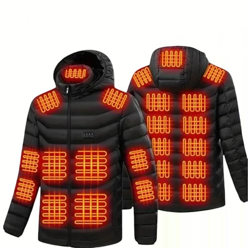 Veste Chauffante Homme Femme USB Mantea à Capuche avec 19 Zones de Chauffage et 4 Contrôles Manches Longues Doudoune 3 Températures Réglables Vêtement Pour Le Travail en Extérieur Tenue Quotidienn