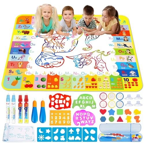 Cadeau Enfant 1 2 3 Ans, Tapis Dessin Eau 1 2 3 Ans Dessin Enfant Jouets Educatifs pour Enfants Coloriage Géant Tapis de Peinture