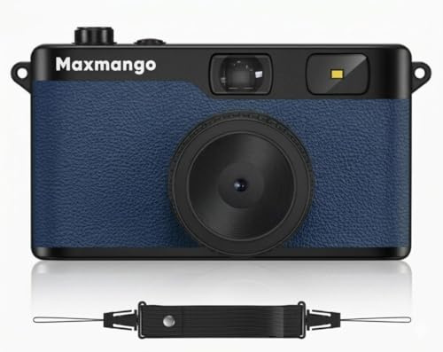 Maxmango D53 Screen-free Digital Camera, 12MP Point and Shoot Camera - Rechargeable, Reusable, 8GB SD Card, Compact Durable for Travel Camping Teens Adults Beginners-Blue