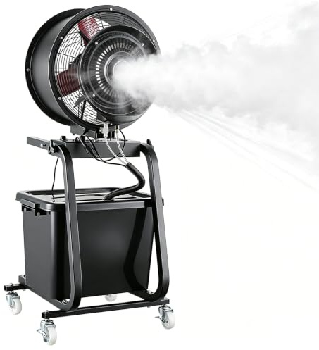 Spnvbe Ventilador Nebulizador 42L, Ventilador Nebulizador de Pie Industrial | OscilacióN De 90°, 3 Velocidades De Viento 5300M³/H Puede Moverse En Cualquier Momento, Enfriador De Aire para Taller Garaje