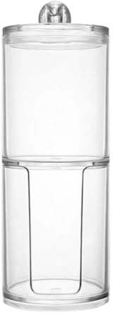 Hoement Distributeur de Cotons Empilable Rond en Plastique Transparent Couvercle, Pot à Cotons Démaquillants Élégant pour Comptoir de Salle de Bain ou Coiffeuse