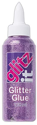 Glitz it Glitter Glue, Lilac Shimmer, 120ml, Twist Nozzle Bottle, Ideal Kids Craft, Shimmer Glue for Art & Craft Projects, Wedding Invitations, Card Making, Art Set, Creative Ideas
